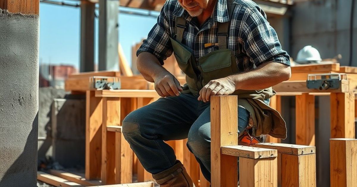 Réalisation d'un coffrage en bois qui permettra ensuite à mouler le béton comme on le veut