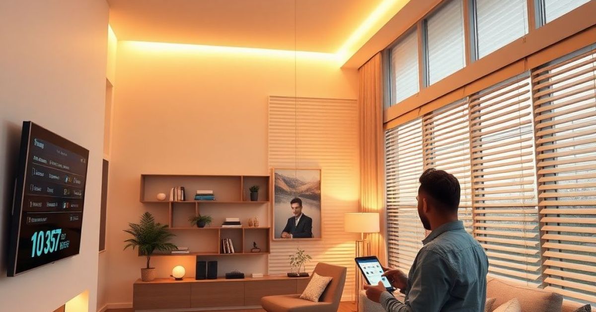 Technicien en train de connecter et ajuster tous les équipements de la maison sur la tablette pour pouvoir les controler