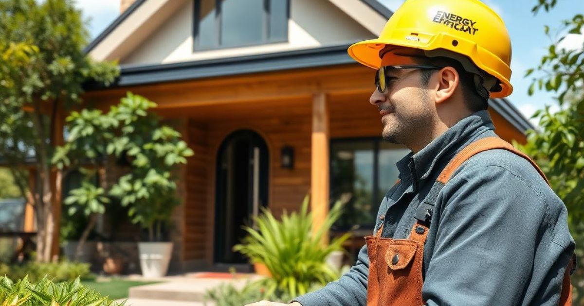 Technicien venant faire le bilan énergétique d'une maison