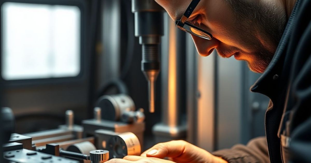 Un tchnicien qui règle une machine pour effectuer une découpe précise.