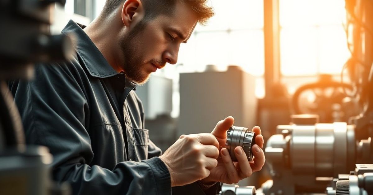 Technicien en usinage de précision qui travaille sur une pièce industrielle demandant une grande précision